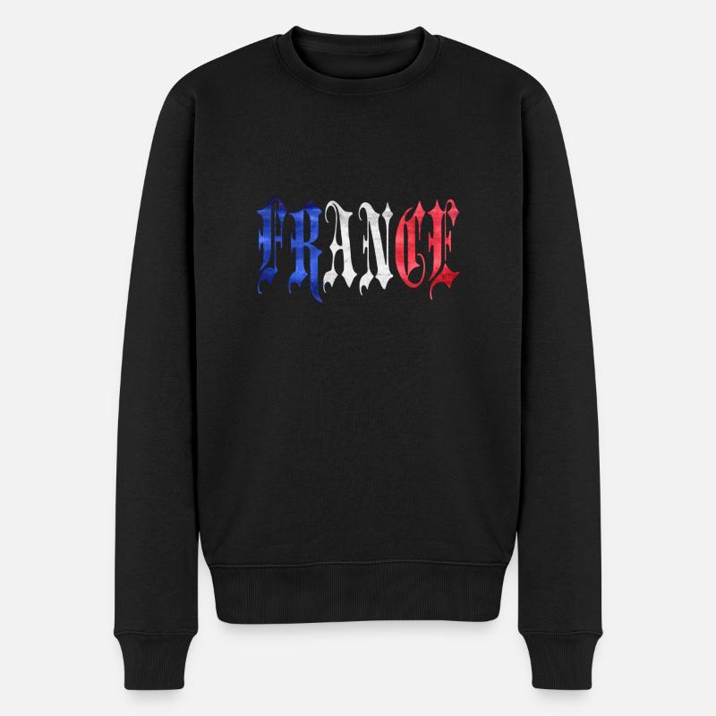 France - Männer Premium Bio Pullover - Schwarz