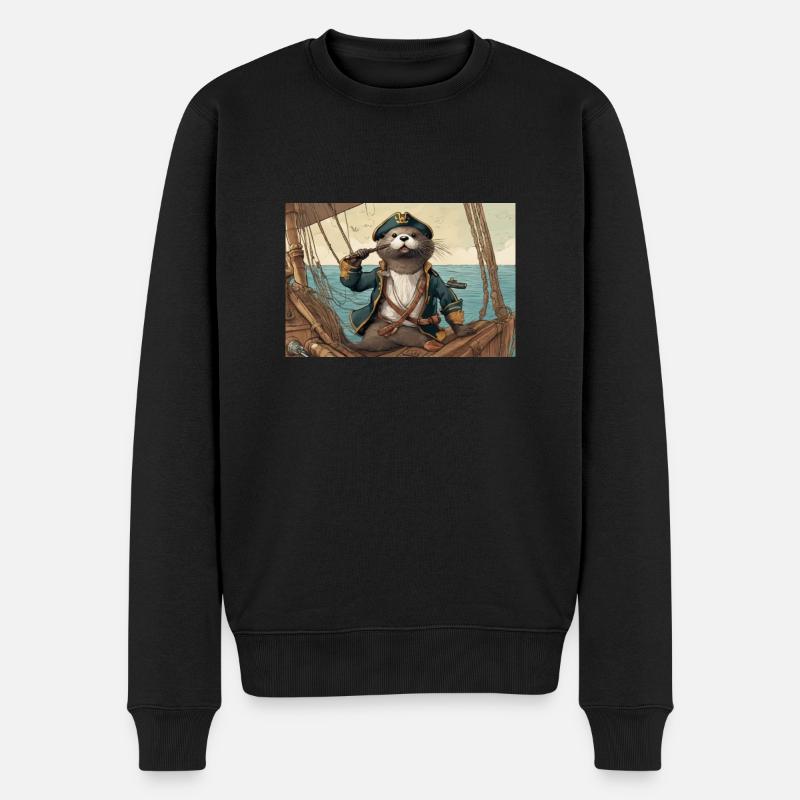 Pirat Otti - Männer Premium Bio Pullover - Schwarz