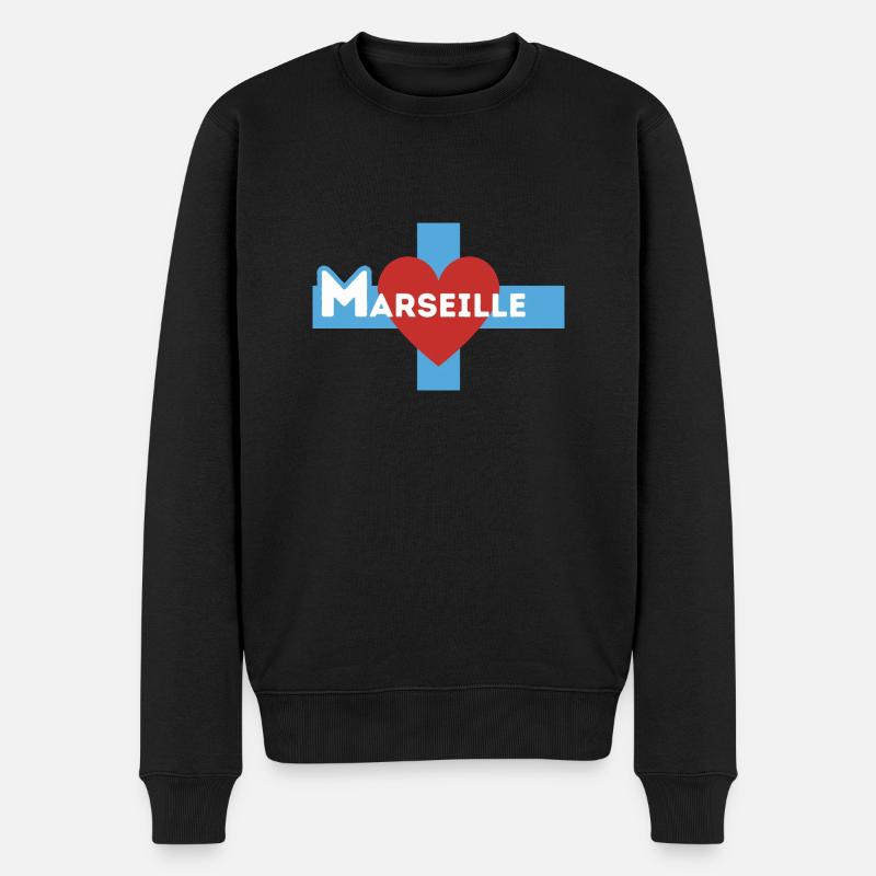 Ich liebe Marseille - Männer Premium Bio Pullover - Schwarz