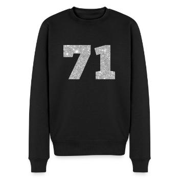 71 Silber Glitter - 71. Geburtstag - Männer Premium Bio Pullover - Schwarz - Vorne - Nico (187cm)