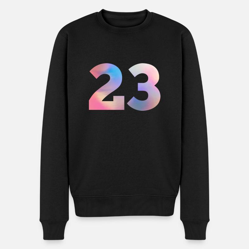 Bunte Zahl 23 - Männer Premium Bio Pullover - Schwarz