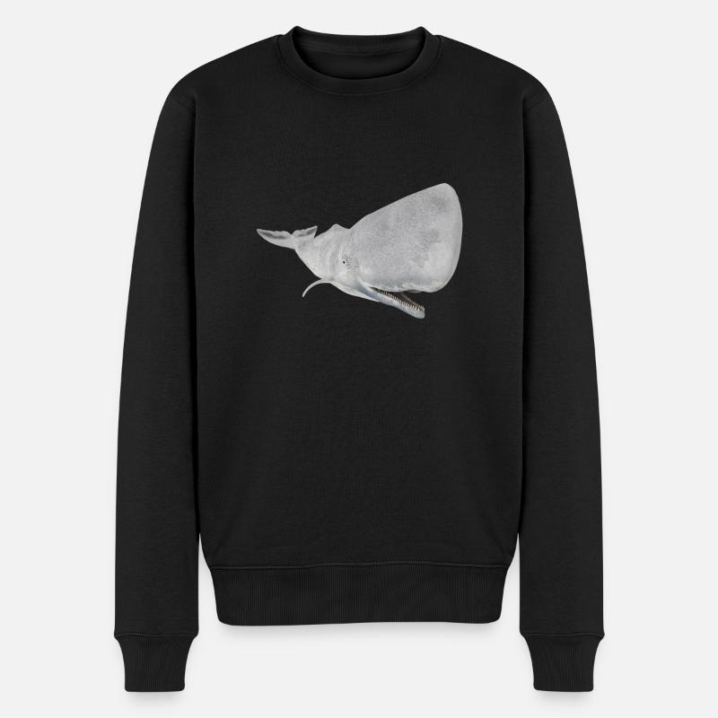 Pottwal, Wal, Walfisch - Männer Premium Bio Pullover - Schwarz