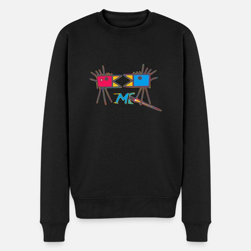Verliebte Vögel - Männer Premium Bio Pullover - Schwarz