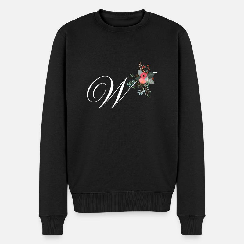 Lettre w fleuris - Pull Premium bio Homme - noir