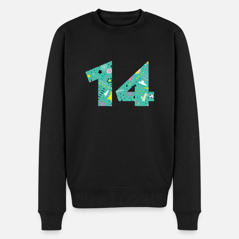Personalisierte 14 Jubiläumsnummer - Männer Premium Bio Pullover - Schwarz