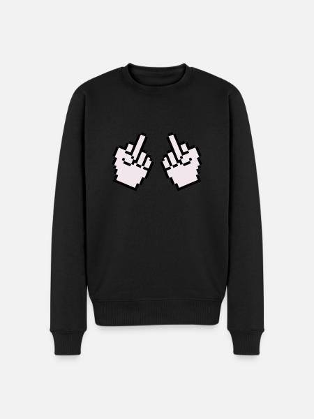 mittelfinger pixel 2 - Männer Premium Bio Pullover - Schwarz