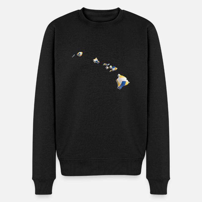 Echter Volleyball in der Hawaii State Landkarte - Männer Premium Bio Pullover - Schwarz