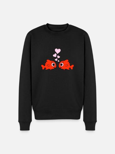 Comic Pisces in Love - Men's Premium Organic Jumper - black