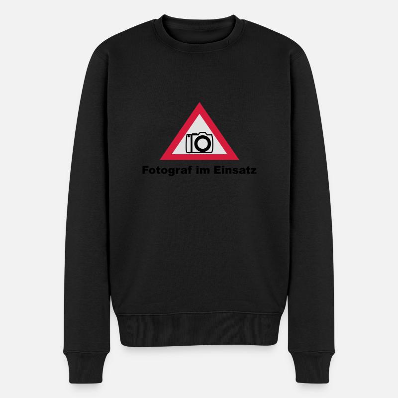 Fotograf im Einsatz - Männer Premium Bio Pullover - Schwarz