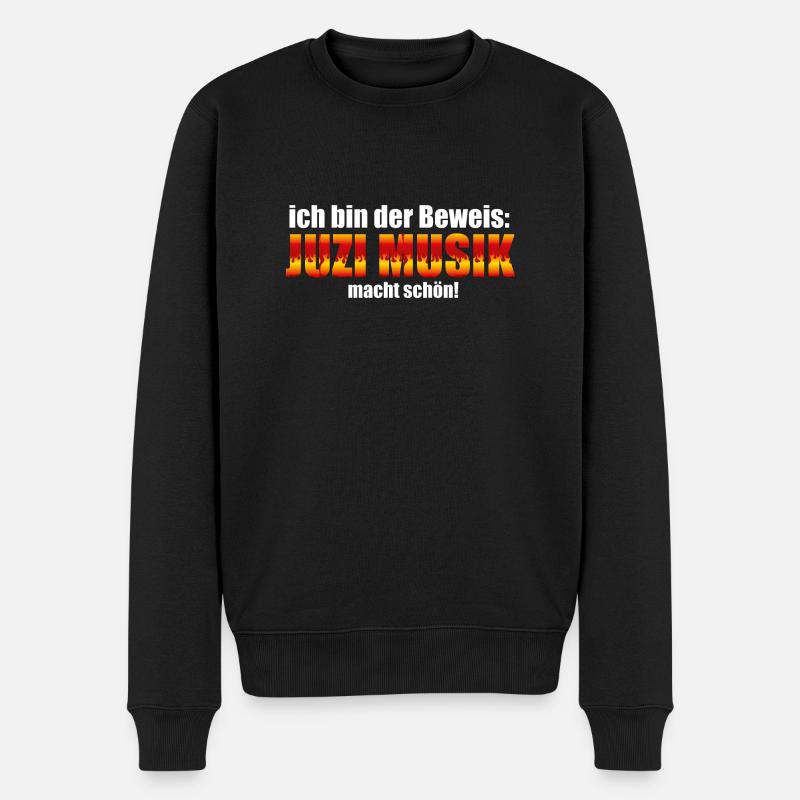 Ich bin der Beweis JUZIMUSIK macht schön - Männer Premium Bio Pullover - Schwarz