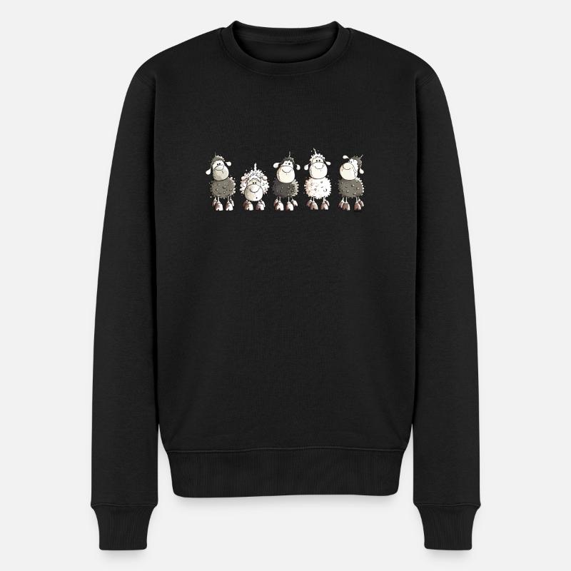 Funny Sheep - Schaf - Schafe - Männer Premium Bio Pullover - Schwarz