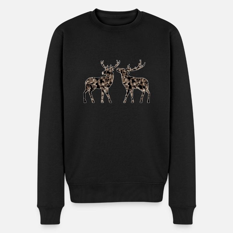 Hirsch - Männer Premium Bio Pullover - Schwarz