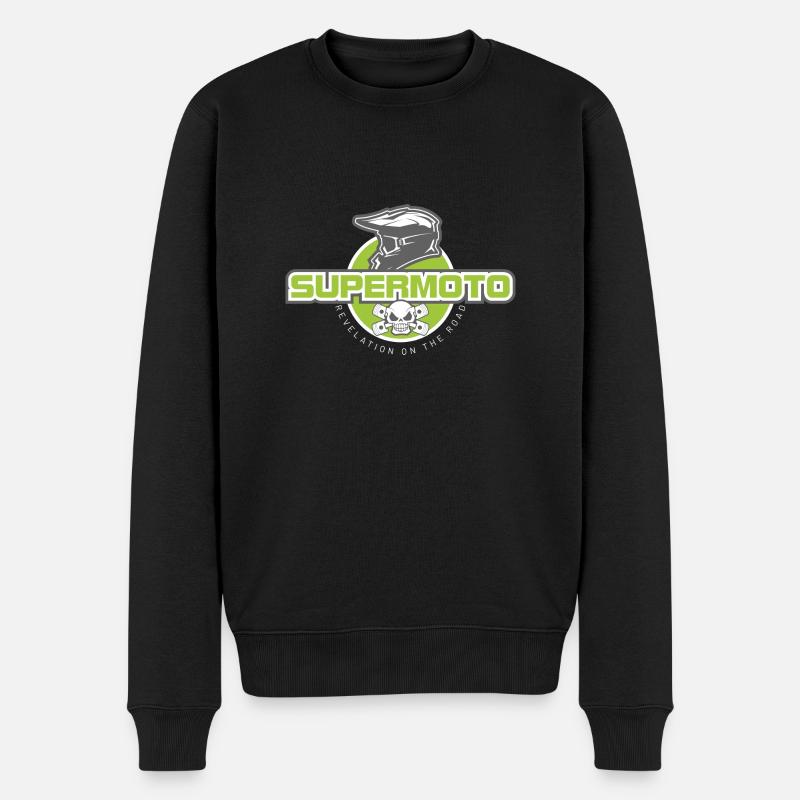 SUPER MOTO Monkey Helm - Männer Premium Bio Pullover - Schwarz
