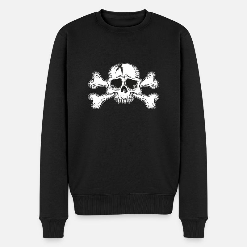 skull with bones - Männer Premium Bio Pullover - Schwarz