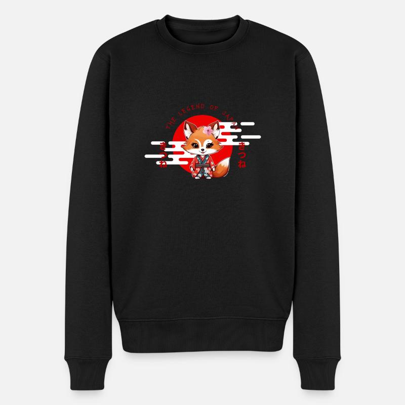 Rotfuchs: Die Legende Japans - Männer Premium Bio Pullover - Schwarz