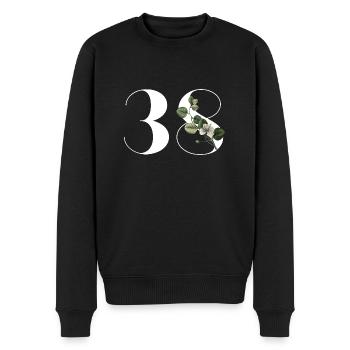 Nummer 38 Blumengrün - 38. Blumengeburtstag - Männer Premium Bio Pullover - Schwarz - Vorne - Nico (187cm)