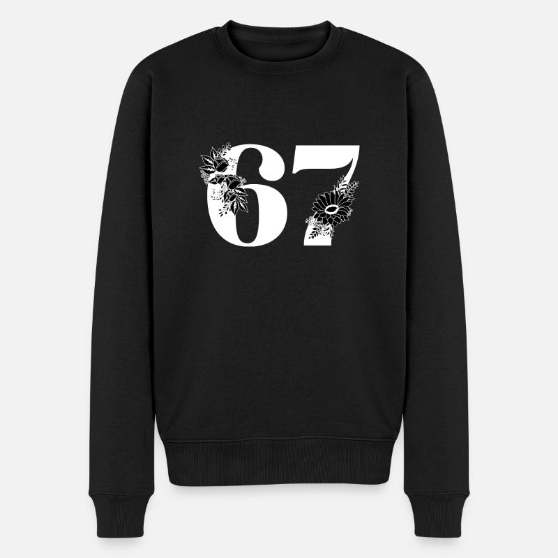 Nummer 67 Schwarze Blumen - 67. Blumengeburtstag - Männer Premium Bio Pullover - Schwarz