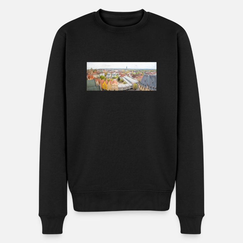 Altstadt Osnabrück Panoramablick von St. Marien - Männer Premium Bio Pullover - Schwarz