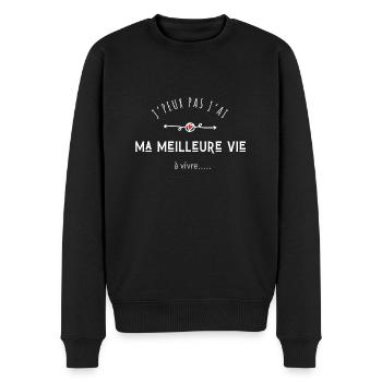 Ich kann nicht, ich habe mein bestes Leben zu leben - Männer Premium Bio Pullover - Schwarz - Vorne - Nico (187cm)