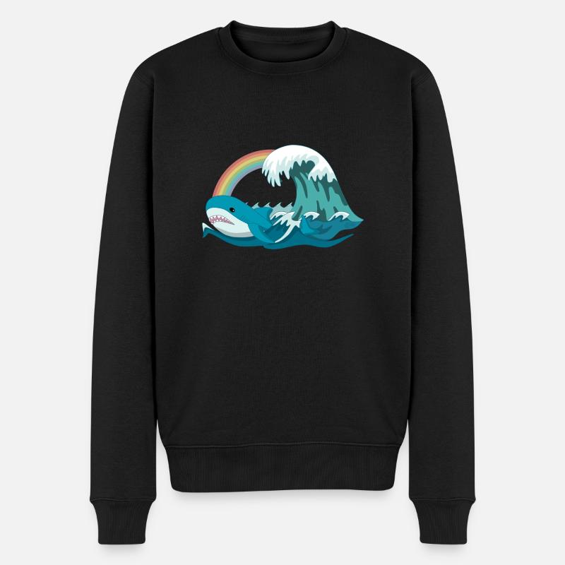 Pride Blahaj mit Regenbogen - Männer Premium Bio Pullover - Schwarz