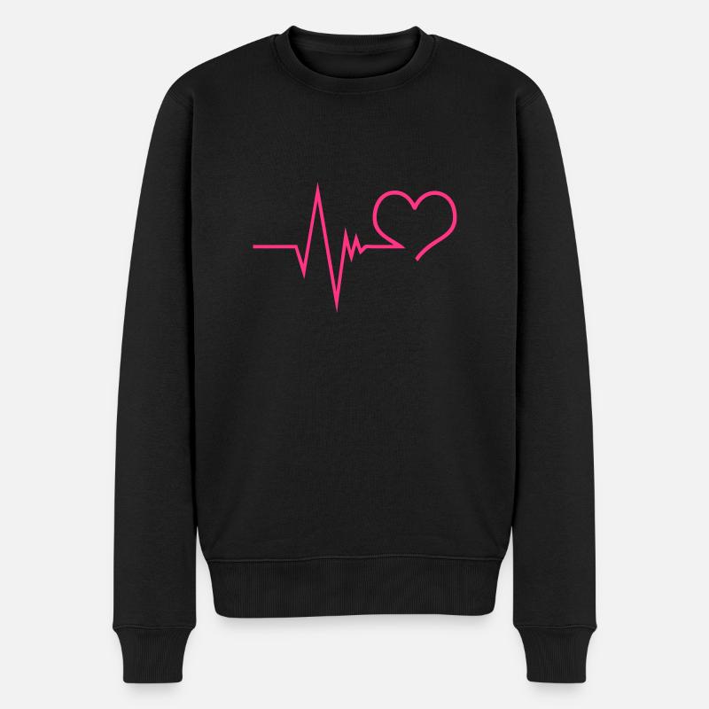 Herzfrequenz Herzschlag - Männer Premium Bio Pullover - Schwarz