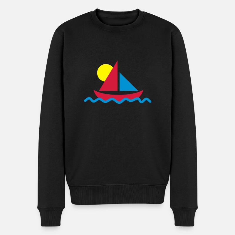 Segelboot mit Sonne - Männer Premium Bio Pullover - Schwarz