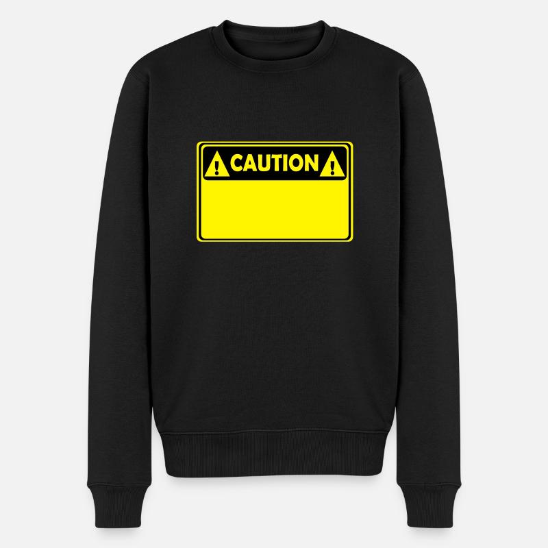 CAUTION - Männer Premium Bio Pullover - Schwarz