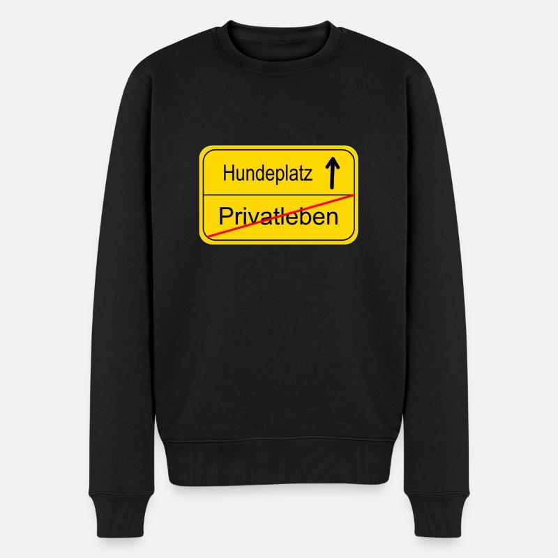 Hundeplatz Schild Neu - Männer Premium Bio Pullover - Schwarz