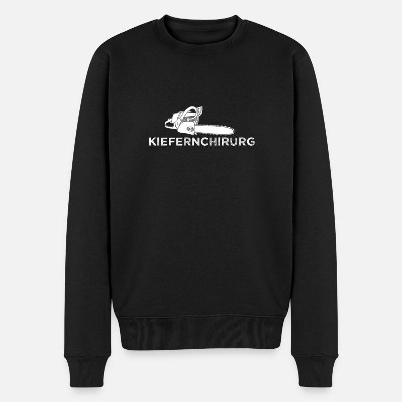 Kiefernchirurg Motorsäge Forstwirt - Männer Premium Bio Pullover - Schwarz