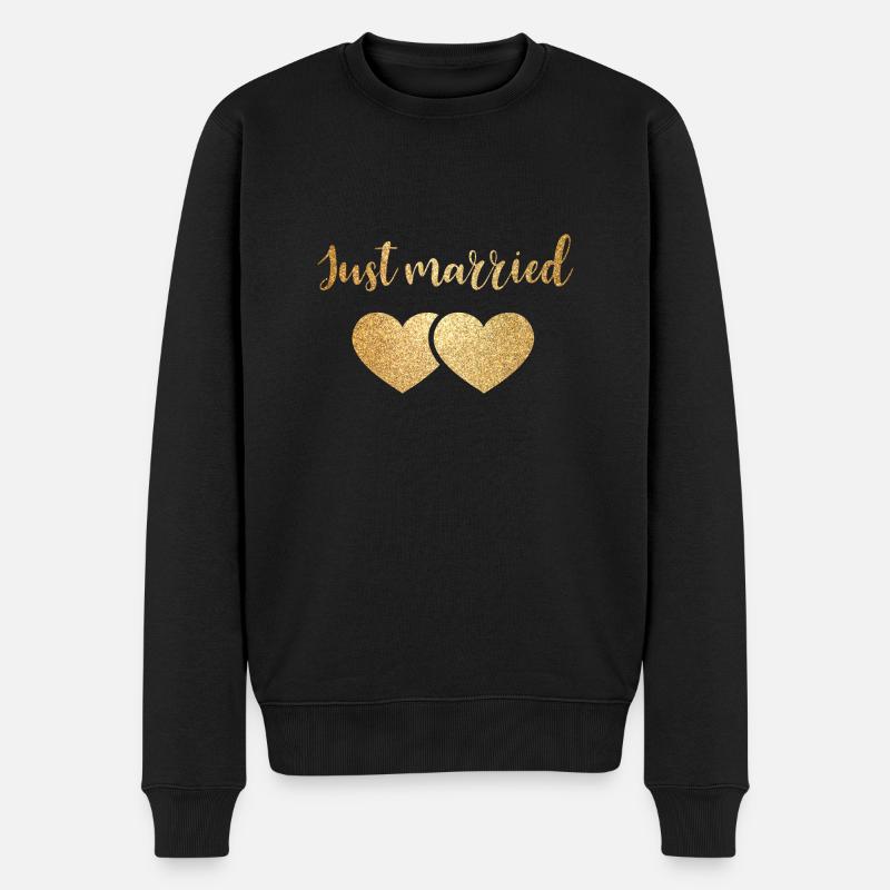 just married 2hearts - Männer Premium Bio Pullover - Schwarz