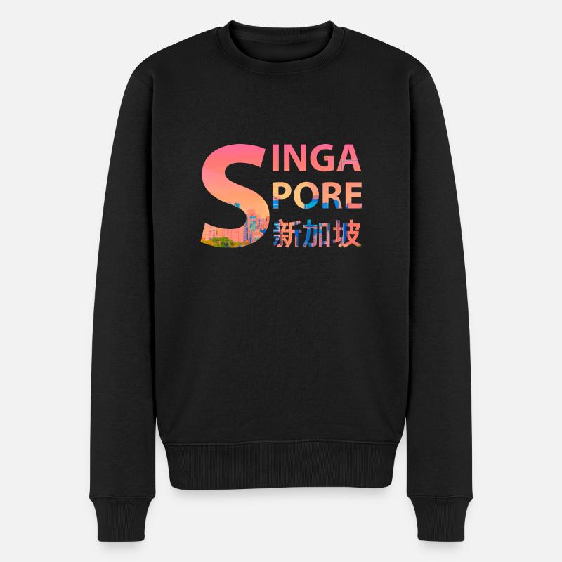 Singapur - Männer Premium Bio Pullover - Schwarz