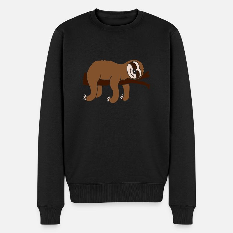 Design müdes Faultier schläft - Männer Premium Bio Pullover - Schwarz