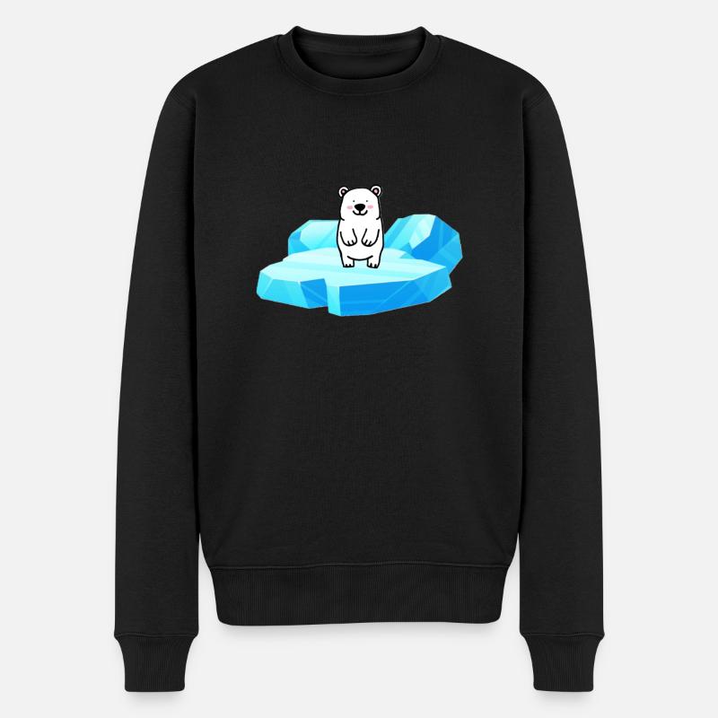 Süsser kleiner Eisbär auf einer Eisscholle - Männer Premium Bio Pullover - Schwarz