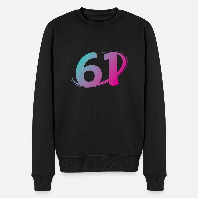 Nummer 61 mehrfarbig - Männer Premium Bio Pullover - Schwarz