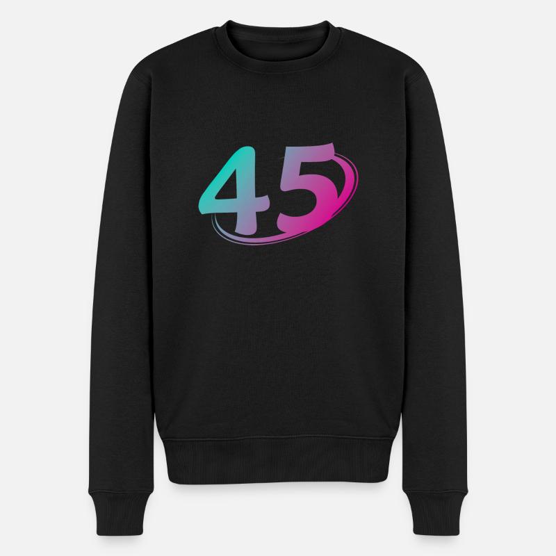 Nummer 45 mehrfarbig - Männer Premium Bio Pullover - Schwarz