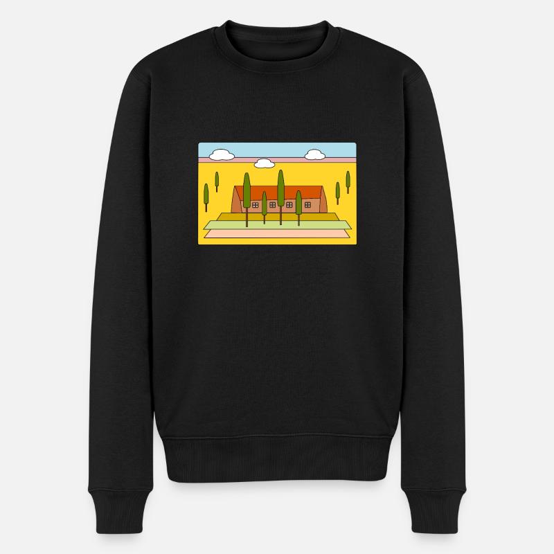 Landschaft mit Zypressen - Männer Premium Bio Pullover - Schwarz