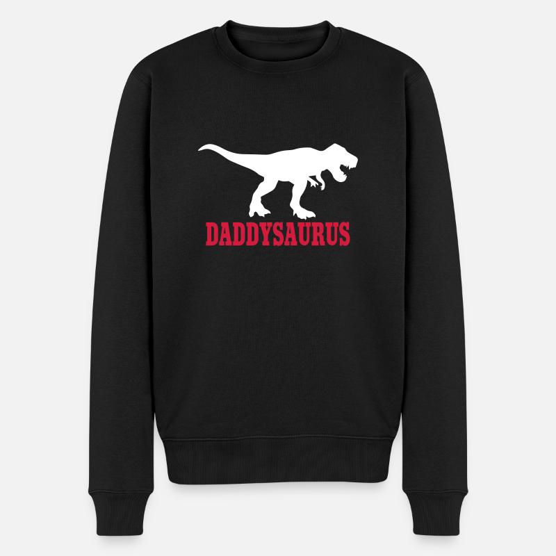 Daddy Saurus - Männer Premium Bio Pullover - Schwarz