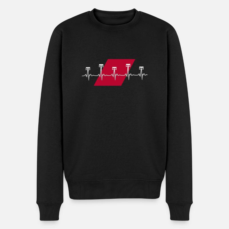 5 Zylinder Herzschlag - Männer Premium Bio Pullover - Schwarz