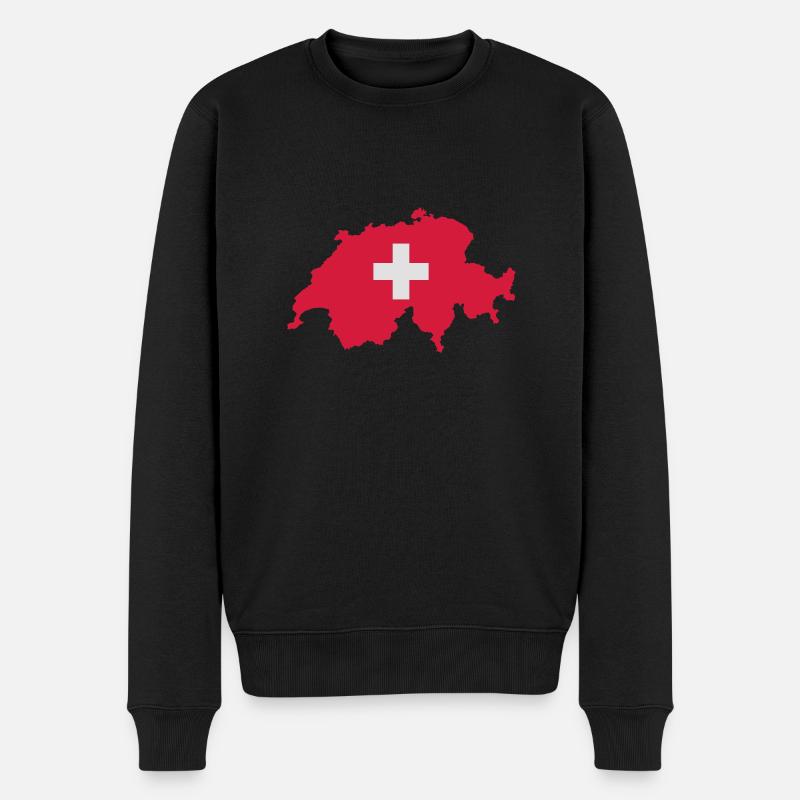 Schweiz - Männer Premium Bio Pullover - Schwarz