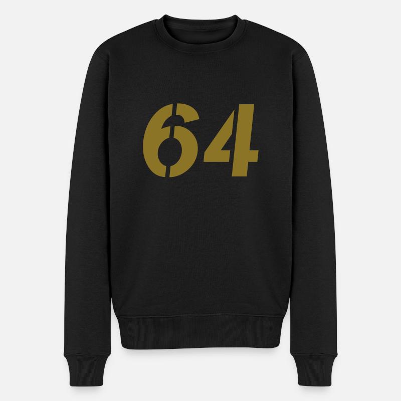 Zahl 64 - Männer Premium Bio Pullover - Schwarz
