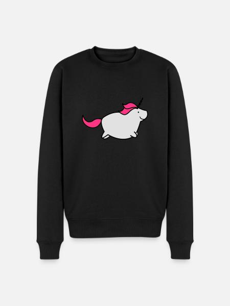fat_unicorn_02 - Männer Premium Bio Pullover - Schwarz