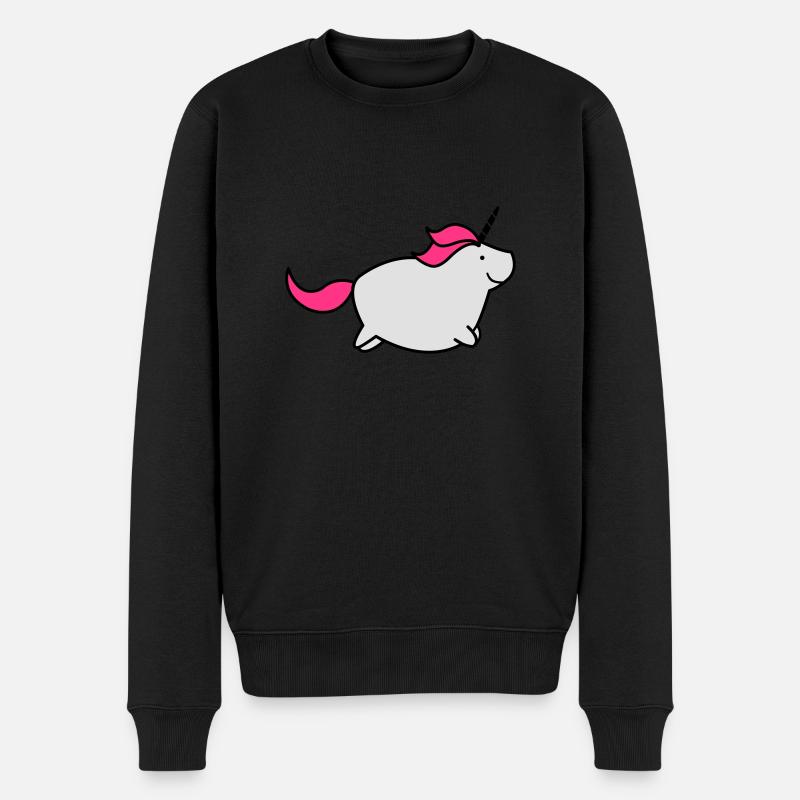 fat_unicorn_02 - Männer Premium Bio Pullover - Schwarz