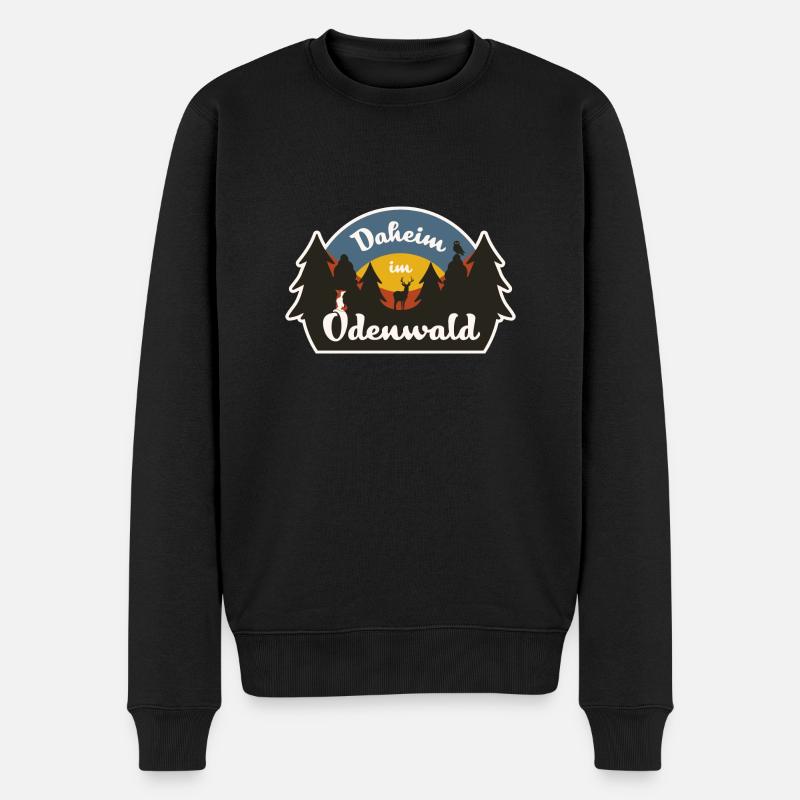 Daheim im Odenwald - Retro Black - Männer Premium Bio Pullover - Schwarz