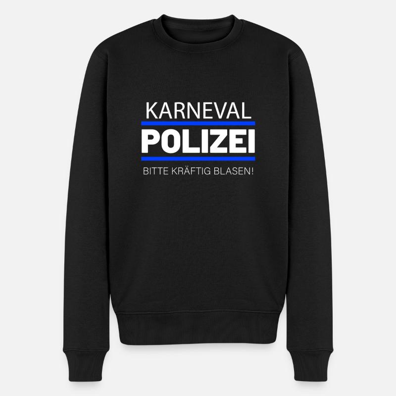 Karneval Polizei Spruch kräftig Blasen - Männer Premium Bio Pullover - Schwarz