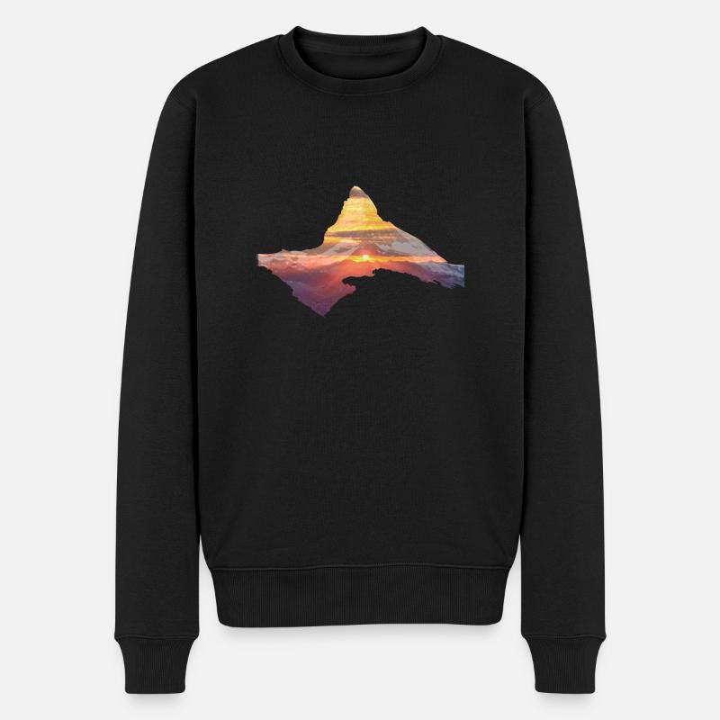 MatterhornSonnenaufgang - Männer Premium Bio Pullover - Schwarz