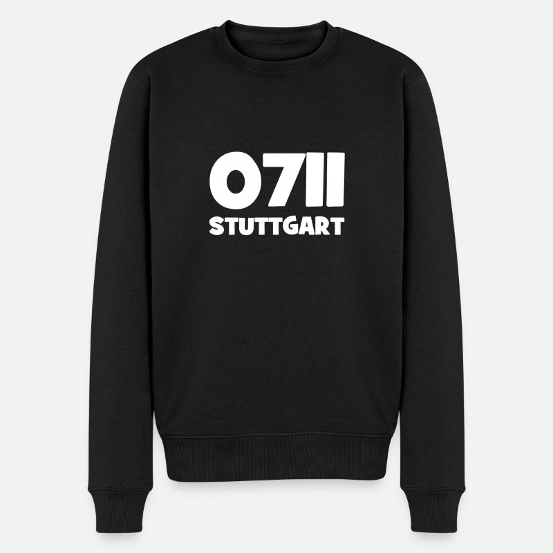 0711 Vorwahl Stuttgart Neckar Schwaben - Männer Premium Bio Pullover - Schwarz