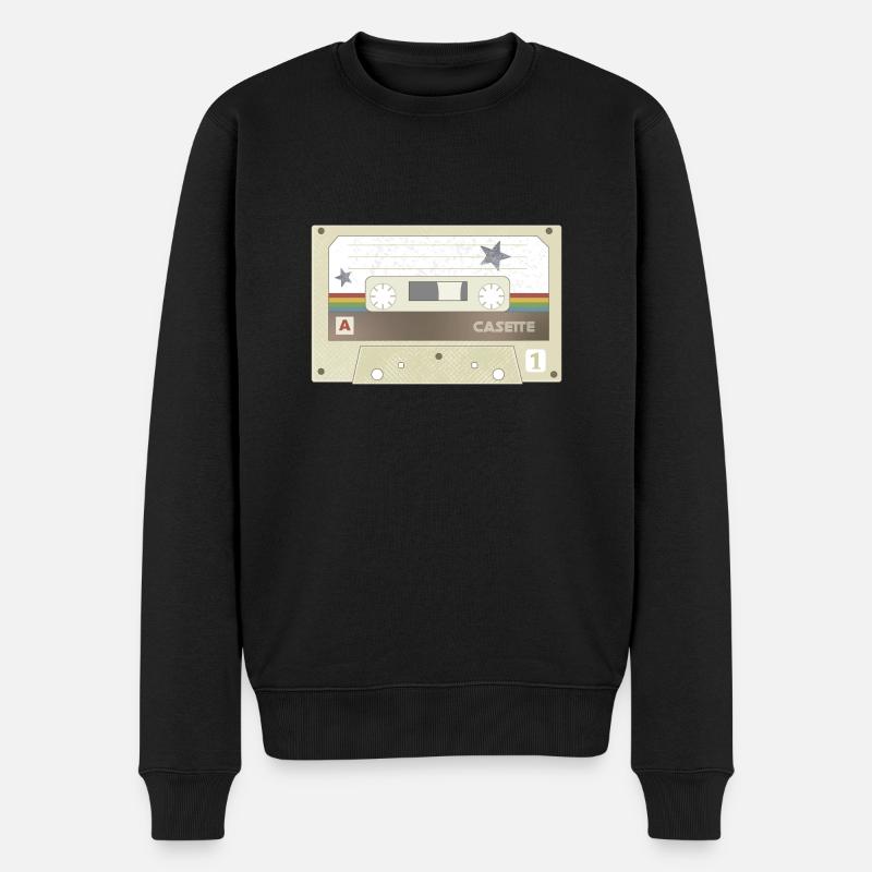 Retro Kassette MixTape - Männer Premium Bio Pullover - Schwarz