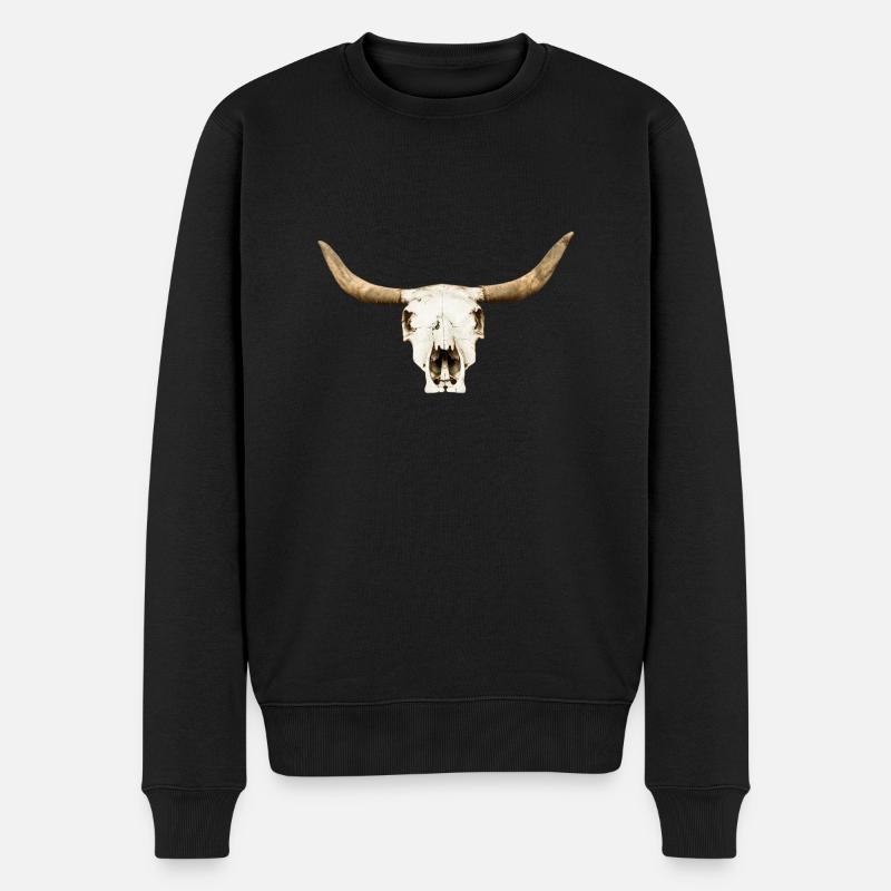 stier-schaedel - Männer Premium Bio Pullover - Schwarz