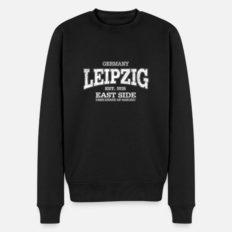 Leipzig (white oldstyle) - Männer Premium Bio Pullover - Schwarz
