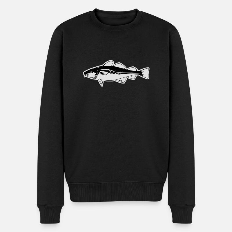 Dorsch, Kabeljau, Cod - Männer Premium Bio Pullover - Schwarz